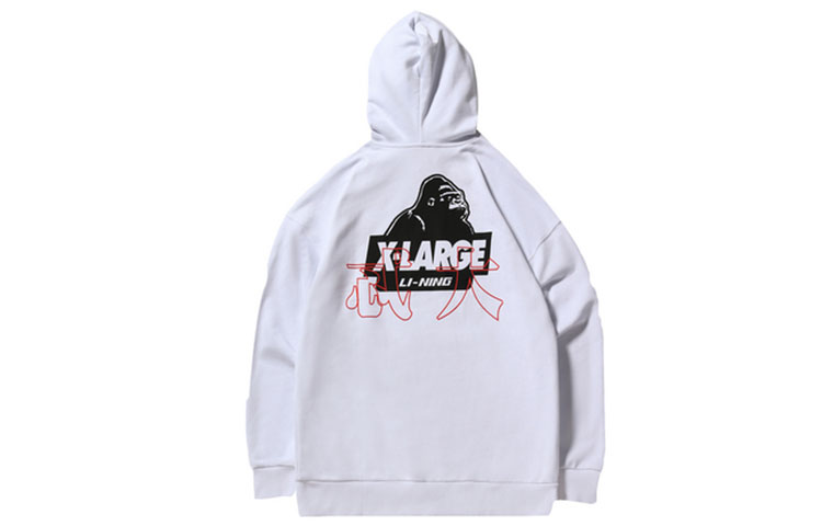 Li-Ning x XLARGE Collaboration Oversized Pullover Hoodie White Men’s Fashion AWDNC87-1