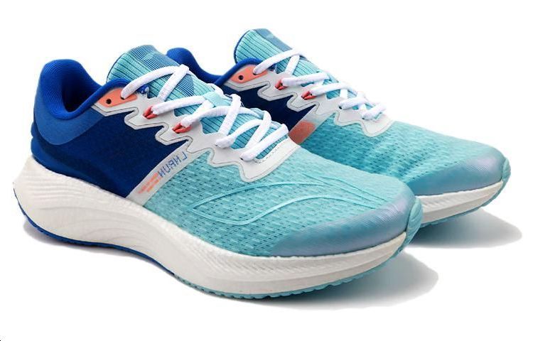 Shop LiNing李寧 越影䨻織物透氣減震防滑耐磨低幫跑步鞋 男款 藍白