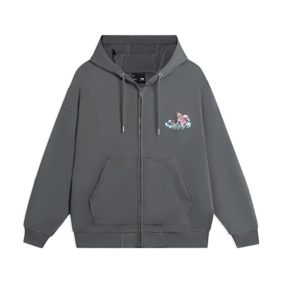 Li-Ning Zip-Up Hoodie Grey - Sporty Trend Series with Letter Print AWDSG13-2