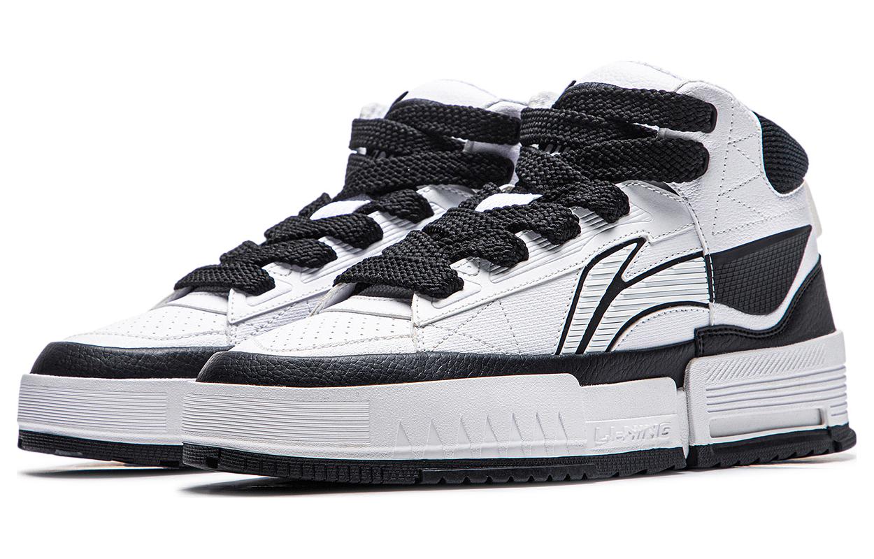 Lookbook LiNing李寧 里呈hi 休閒百搭舒適氣質 防滑耐磨 中幫 板鞋 男款 白黑色