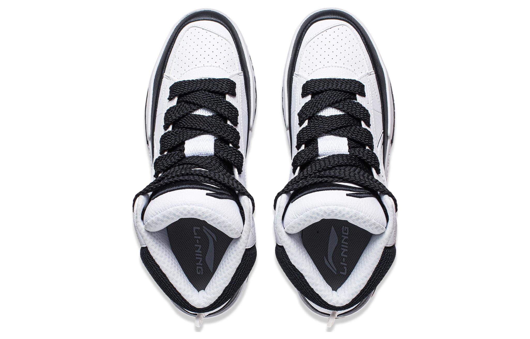 Shop LiNing李寧 里呈hi 休閒百搭舒適氣質 防滑耐磨 中幫 板鞋 男款 白黑色