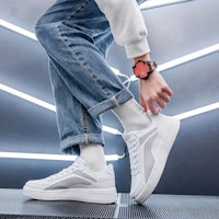 李寧 潮流休閒 防滑耐磨 低幫 板鞋 白灰 Details for 李寧 潮流休閒 防滑耐磨 低幫 板鞋 白灰