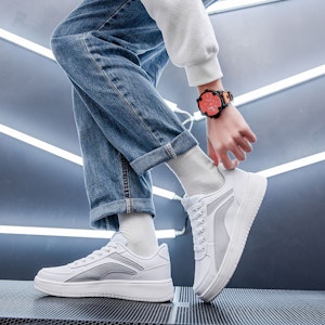 李寧 潮流休閒 防滑耐磨 低幫 板鞋 白灰 Details for 李寧 潮流休閒 防滑耐磨 低幫 板鞋 白灰