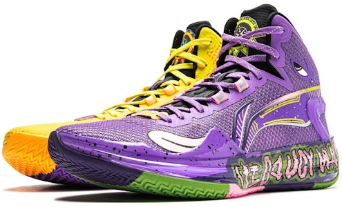 李宁 利刃4 SUPER DOG 減震耐磨防滑 中幫 籃球鞋 男款 紫黃 Lookbook 李宁 利刃4 SUPER DOG 減震耐磨防滑 中幫 籃球鞋 男款 紫黃