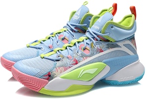 LiNing李寧 空襲7 減震防滑耐磨支撐回彈 高筒 籃球鞋 藍綠 Lookbook LiNing李寧 空襲7 減震防滑耐磨支撐回彈 高筒 籃球鞋 藍綠