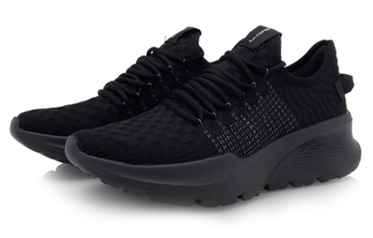 Lookbook LiNing李寧軟一體織減震低幫跑步鞋男女同款標準黑