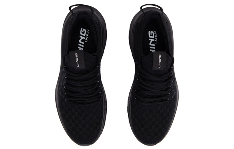 Shop LiNing李寧軟一體織減震低幫跑步鞋男女同款標準黑