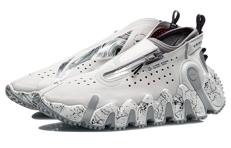 Lookbook 李寧 五行II ジップアップ パリコレ グレーホワイト AGBR053-1