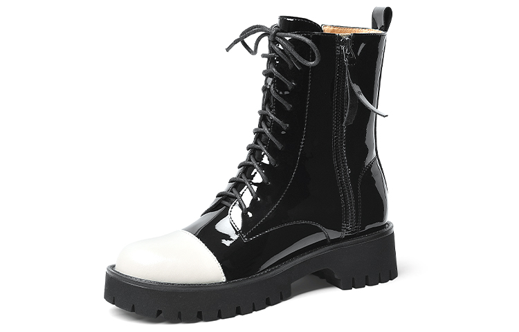 Lily Wei Leather Round Toe Thick Sole Side Zipper Martin Boots 'Women's Edition' XPJ-059