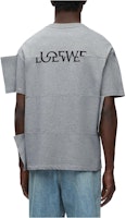 LOEWE Asymmetric Logo Embroidered Grey Short Sleeve T-Shirt. H526Y22XB2-1440 LOEWE Asymmetric Logo Embroidered Grey Short Sleeve T-Shirt. H526Y22XB2-1440