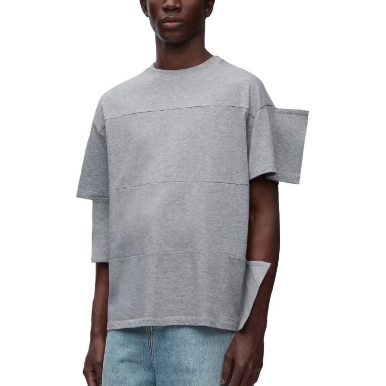 Shop LOEWE 灰色刺繡不對稱標誌短袖T恤。 H526Y22XB2-1440