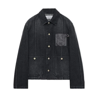 LOEWE Black Casual Jacket with Solid Logo Patch and Single-Breasted Design. H526Y50W09-8946