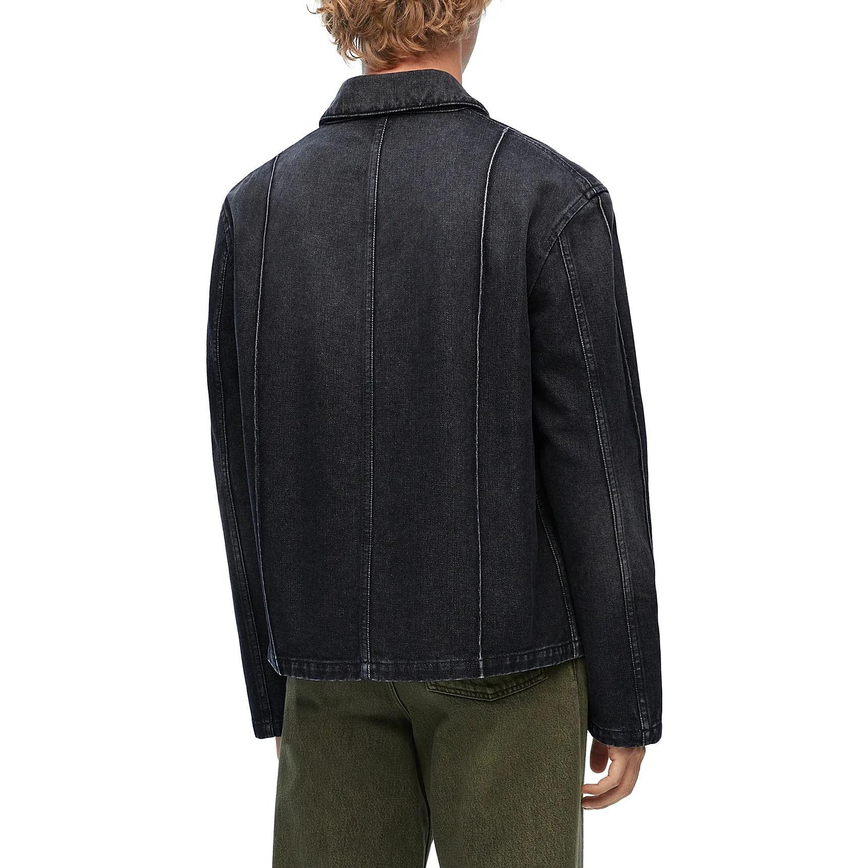 Purchase LOEWE Jaket Kasual Hitam dengan Logo Patch dan Rekaan Single-Breasted. H526Y50W09-8946