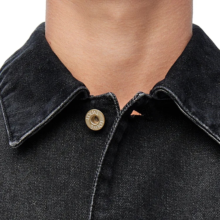 Details for LOEWE Jaket Kasual Hitam dengan Logo Patch dan Rekaan Single-Breasted. H526Y50W09-8946