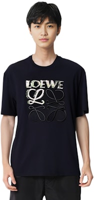 LOEWE 黑色棉質圓領T恤 印花標誌設計 H526Y22J61-1489 Shop LOEWE 黑色棉質圓領T恤 印花標誌設計 H526Y22J61-1489