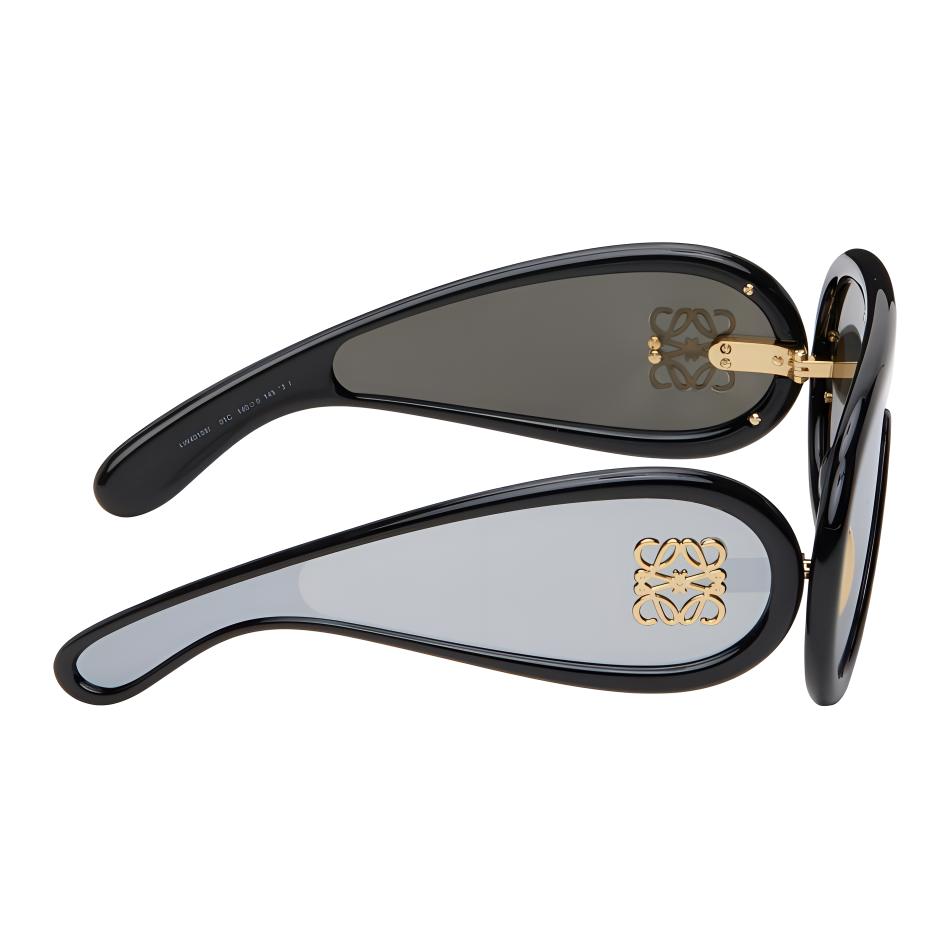 Shop LOEWE 黑色不規則波浪鏡框設計太陽眼鏡 LW40108I@0001C 192337136399
