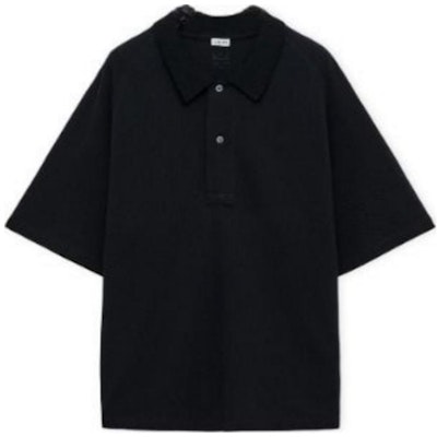 ロエベ ブラック 無地 ルーズフィット ボタン ストレート 半袖 ポロシャツ H526Y23X43-1100 Order ロエベ ブラック 無地 ルーズフィット ボタン ストレート 半袖 ポロシャツ H526Y23X43-1100