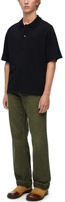 ロエベ ブラック 無地 ルーズフィット ボタン ストレート 半袖 ポロシャツ H526Y23X43-1100 Lookbook ロエベ ブラック 無地 ルーズフィット ボタン ストレート 半袖 ポロシャツ H526Y23X43-1100