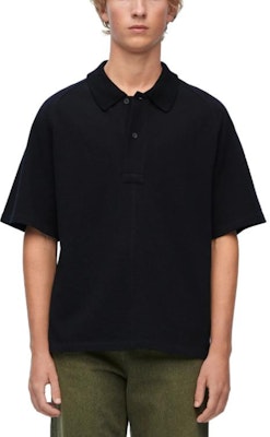 ロエベ ブラック 無地 ルーズフィット ボタン ストレート 半袖 ポロシャツ H526Y23X43-1100 Shop ロエベ ブラック 無地 ルーズフィット ボタン ストレート 半袖 ポロシャツ H526Y23X43-1100