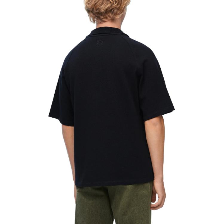 Purchase ロエベ ブラック 無地 ルーズフィット ボタン ストレート 半袖 ポロシャツ H526Y23X43-1100