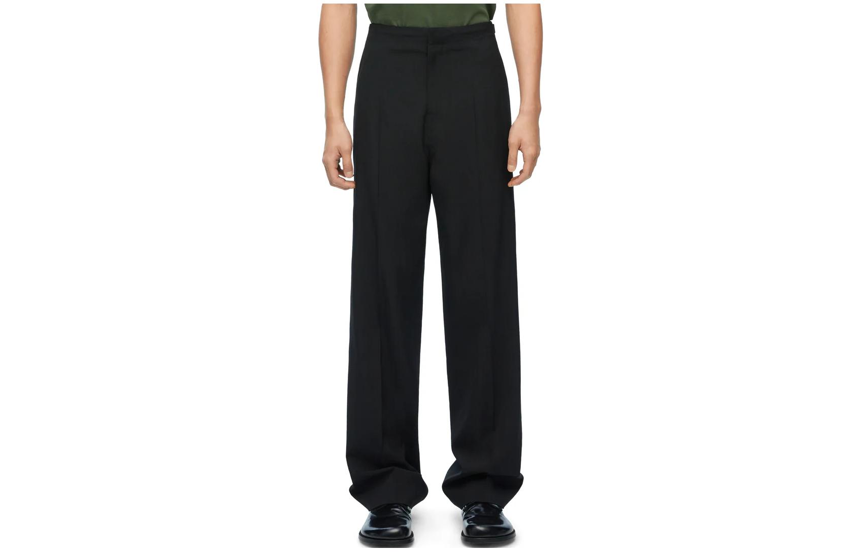 Order 로에베 블랙 스트레이트 레그 미드 웨이스트 캐주얼 팬츠 지퍼 디테일. H526Y04WE6-1100