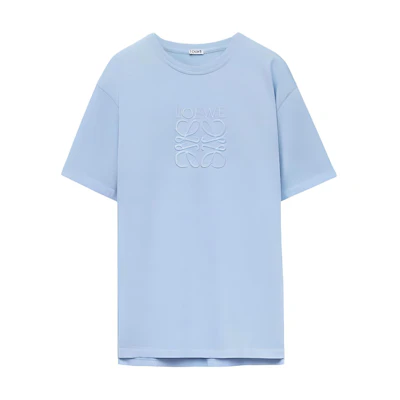 LOEWE Blue Solid Color Letter Embroidery T-Shirt. H526Y22XA4-6410