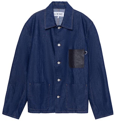 LOEWE Blue Solid Pocket Stand-Collar Long-Sleeve Jacket H526Y13X205110 Buy LOEWE Blue Solid Pocket Stand-Collar Long-Sleeve Jacket H526Y13X205110