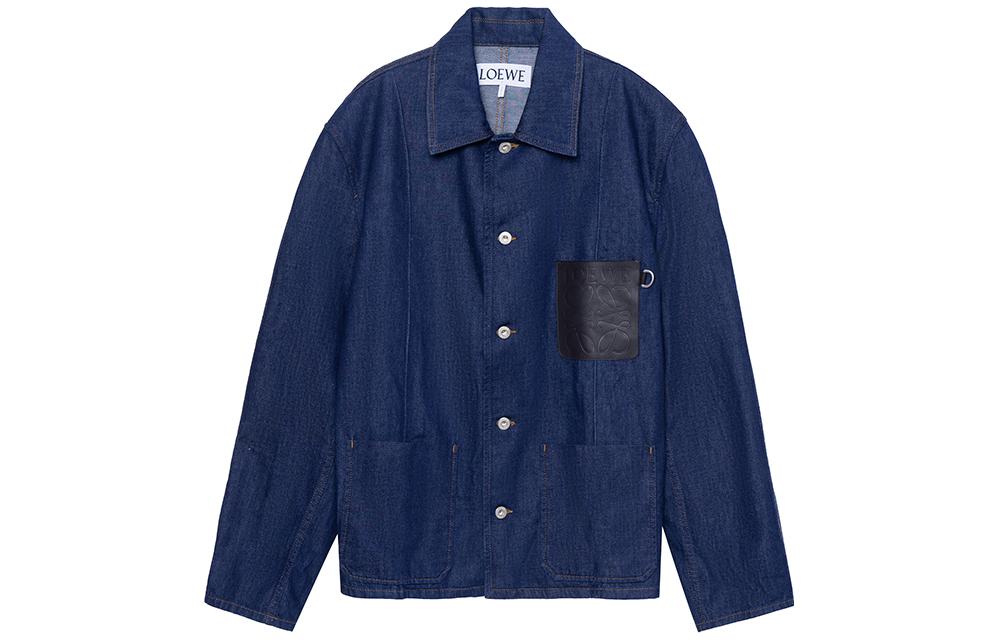 Order LOEWE  Blue Solid Pocket Stand-Collar Long-Sleeve Jacket H526Y13X205110