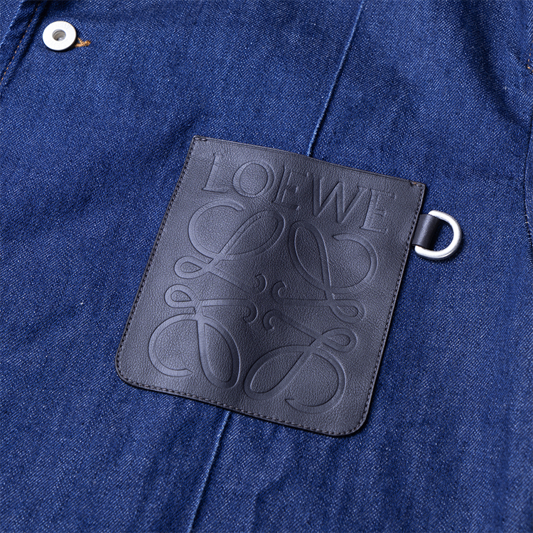 Shop LOEWE  Blue Solid Pocket Stand-Collar Long-Sleeve Jacket H526Y13X205110