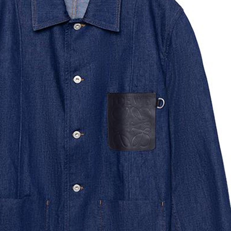 Cheap LOEWE  Blue Solid Pocket Stand-Collar Long-Sleeve Jacket H526Y13X205110