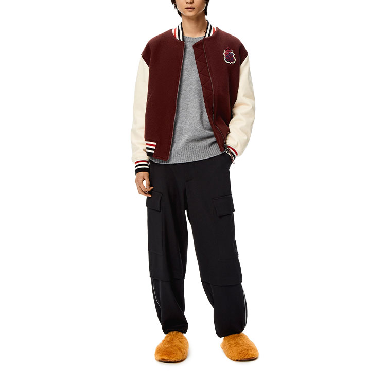 LOEWE  Botanical Embroidered Bomber Jacket in Burgundy. H800Y03X08-7162 圖 4