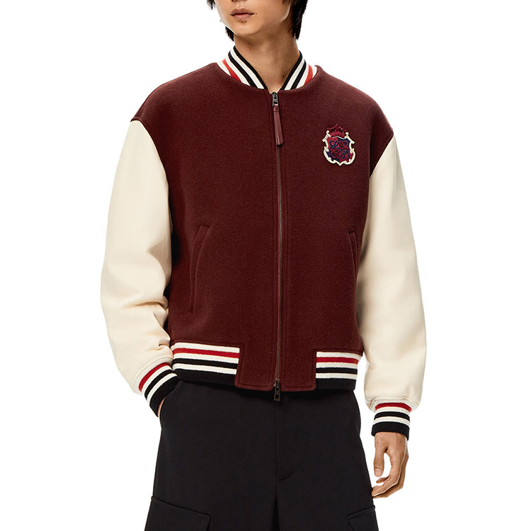 LOEWE  Botanical Embroidered Bomber Jacket in Burgundy. H800Y03X08-7162 圖 5