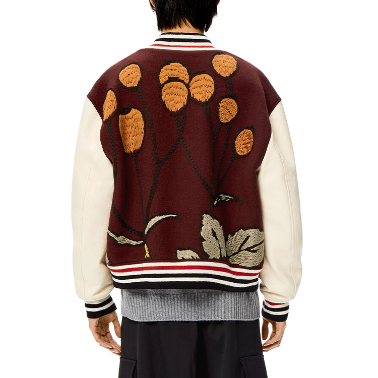 LOEWE  Botanical Embroidered Bomber Jacket in Burgundy. H800Y03X08-7162 圖 6