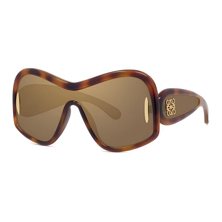 LOEWE  Brown Irregular-Shaped Acetate Sunglasses with Logo Temples LW40131I 圖 2