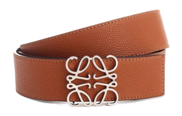 LOEWE  Brown Leather Belt with Logo Buckle, 4cm Width. E619238X122545