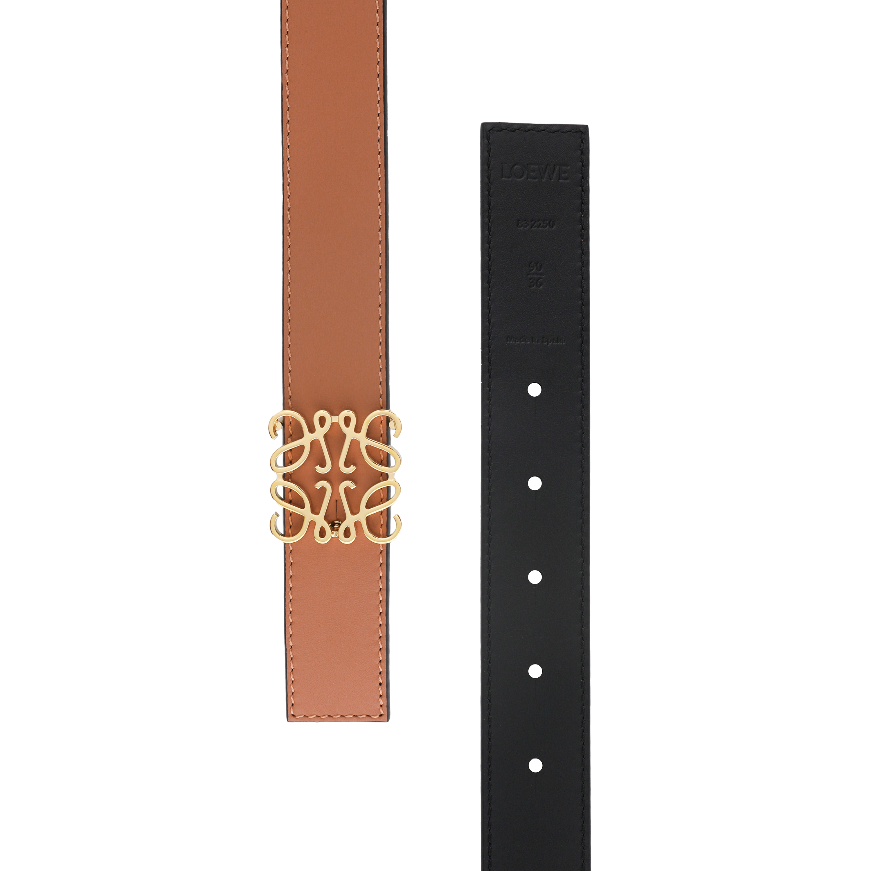Shop LOEWE 棕色皮革腰带搭配光滑扣 2.8cm. E619Z26X03-2544