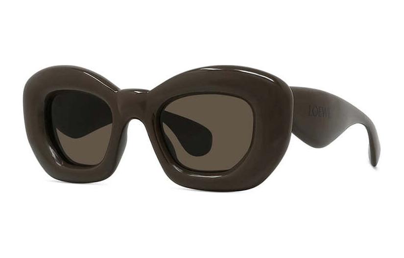 LOEWE  Cat Eye Sunglasses - Brown with Logo Temple Design. LW40117I4748E