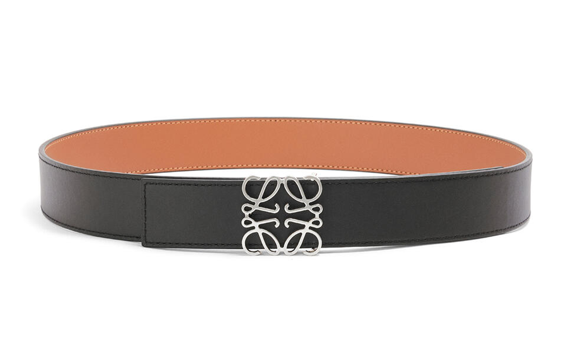 LOEWE  Double-Sided Anagram Calfskin Leather Belt Black/Brown 3.5cm. E619Z20X03-1555