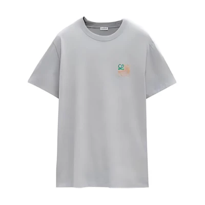 LOEWE Embroidered Graphic Crewneck T-Shirt Grey POIZON202406518