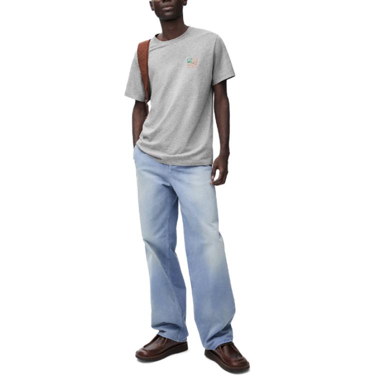 LOEWE  Embroidered Graphic Crewneck T-Shirt Grey POIZON202406518 圖 3