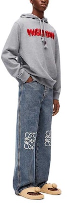 LOEWE FW23 Oversized Grey Hoodie with Letter Embroidery. H526Y25X33-1440 Purchase LOEWE FW23 Oversized Grey Hoodie with Letter Embroidery. H526Y25X33-1440