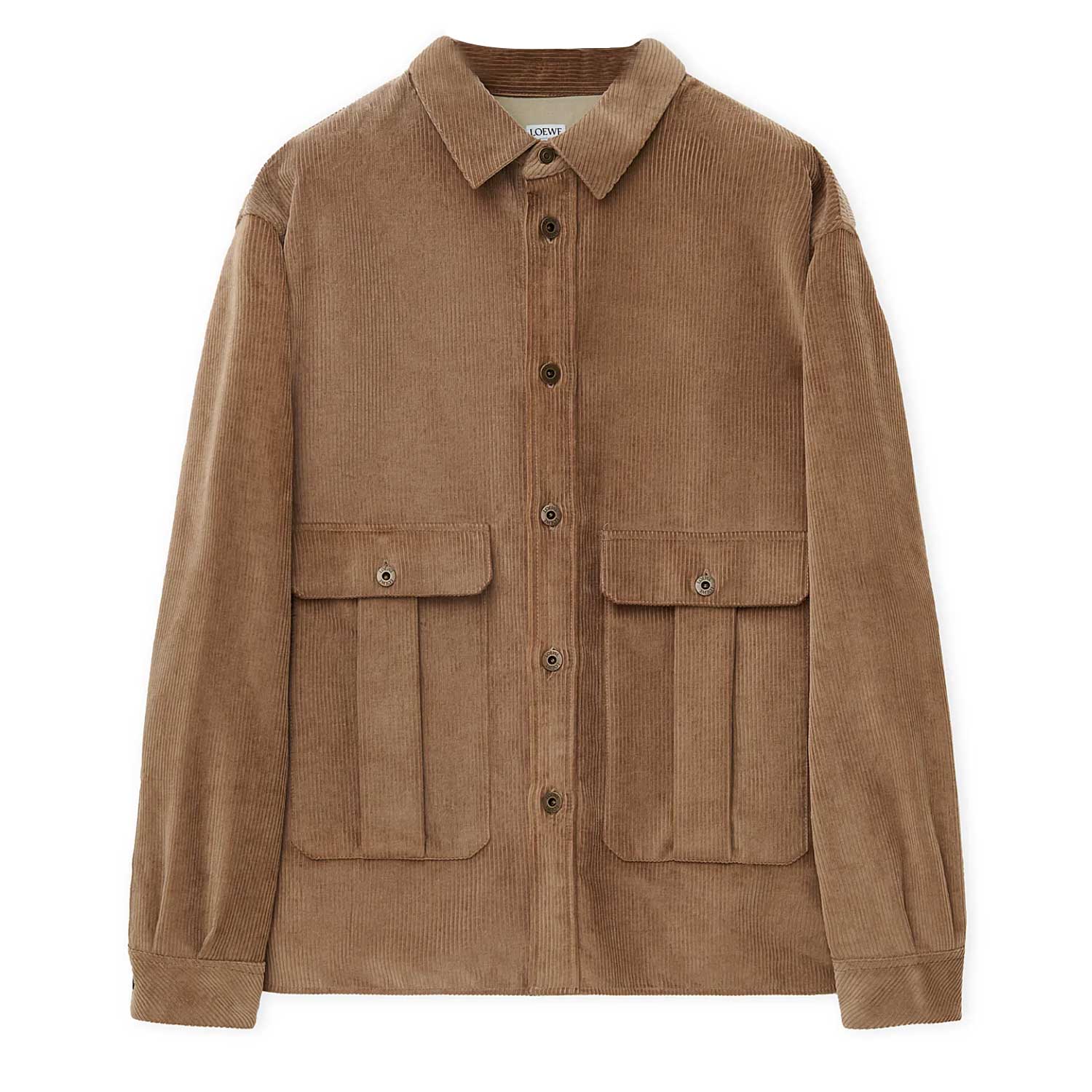 LOEWE  FW24 Solid Long-Sleeve Loose-Fit Shirt in Light Caramel Brown. H526Y02WA2-3649