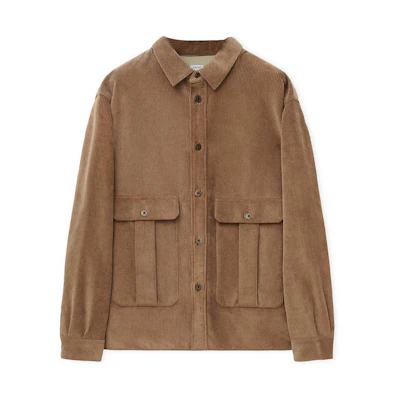 LOEWE FW24 Solid Long-Sleeve Loose-Fit Shirt in Light Caramel Brown. H526Y02WA2-3649
