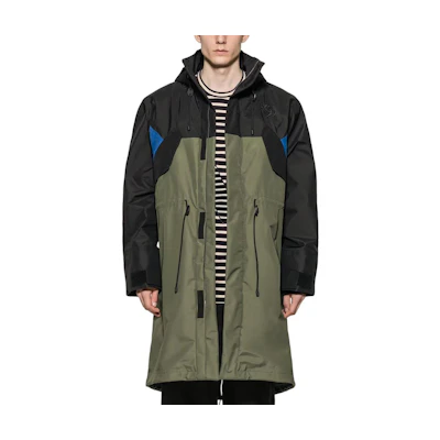 LOEWE Green Colorblock Zip-Up Hooded Long-Sleeve Loose Jacket. H2101151NU