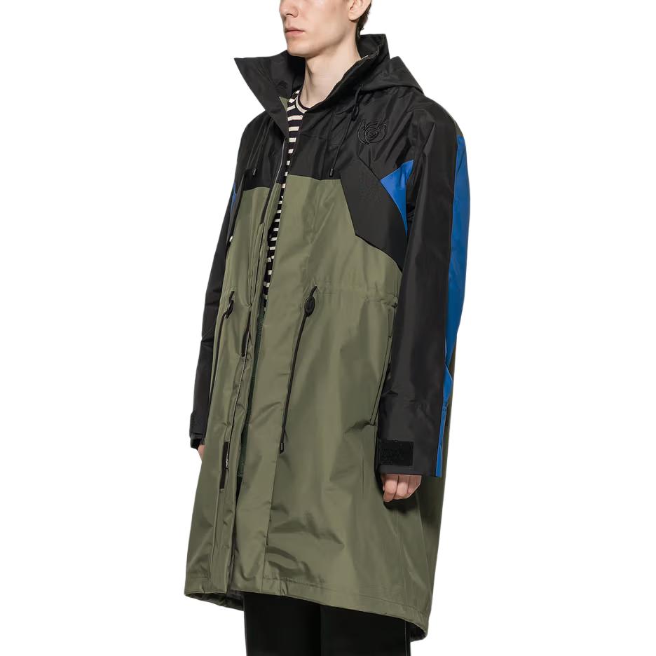 Shop 로에베 그린 컬러블록 집업 후드 롱슬리브 루즈핏 재킷. H2101151NU