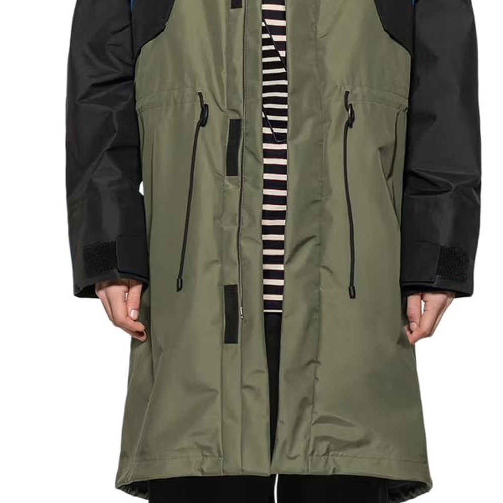 Sizing 로에베 그린 컬러블록 집업 후드 롱슬리브 루즈핏 재킷. H2101151NU