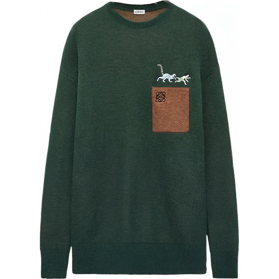 LOEWE  Green Crewneck Logo Knit Sweater. H526Y14KG4-4110