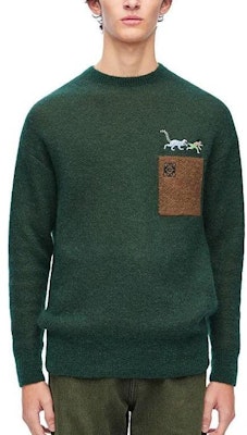 LOEWE 绿色圆领标志针织毛衣。 H526Y14KG4-4110 Shop LOEWE 绿色圆领标志针织毛衣。 H526Y14KG4-4110