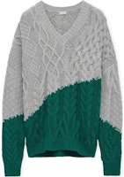 LOEWE Grey Colorblock V-Neck Loose Fit Long Sleeve Sweater H526Y14KH6-1143 LOEWE Grey Colorblock V-Neck Loose Fit Long Sleeve Sweater H526Y14KH6-1143