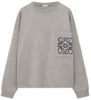 LOEWE Grey Logo Intarsia Knit Pocket Sweater Long Sleeve Pullover H526Y14KDK-1527 LOEWE Grey Logo Intarsia Knit Pocket Sweater Long Sleeve Pullover H526Y14KDK-1527